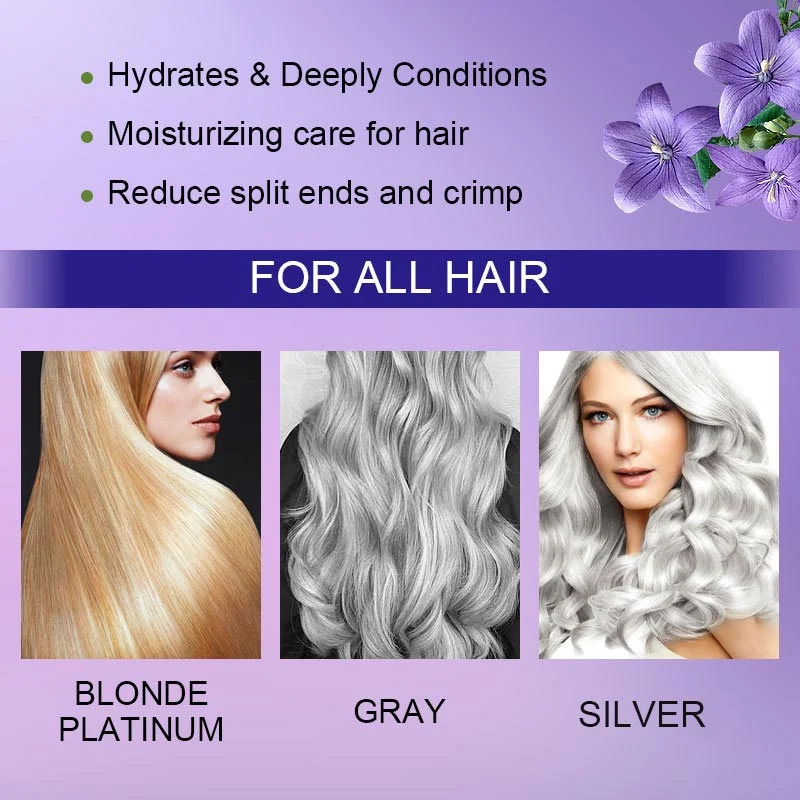 Purple Keratin Hair Mask - Locks Color & Neutralizes Brass & Yellow Tones For Blonde Silver Gray Highlighted Hair - Image 9