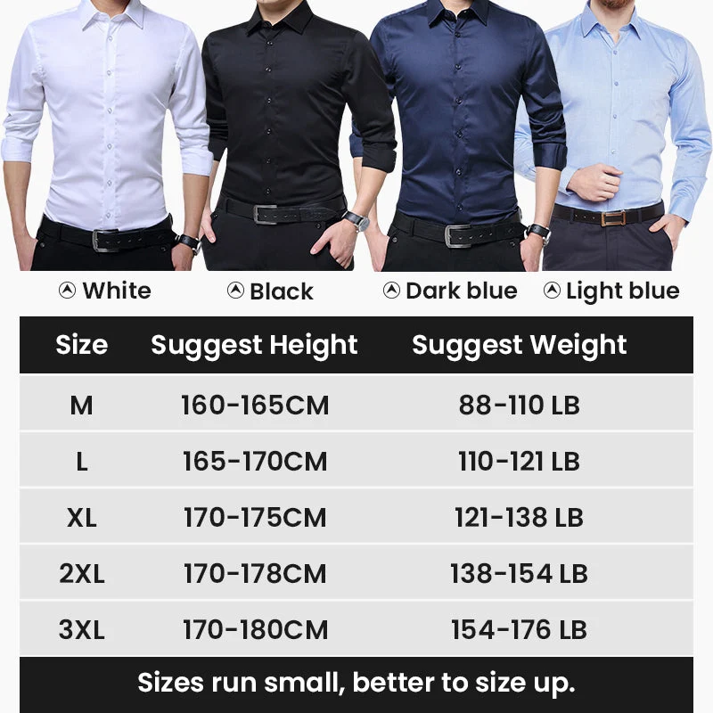 Men's Solid Long Sleeve Wrinkle-Free Formal Casual Shirt(50% OFF) - Image 8