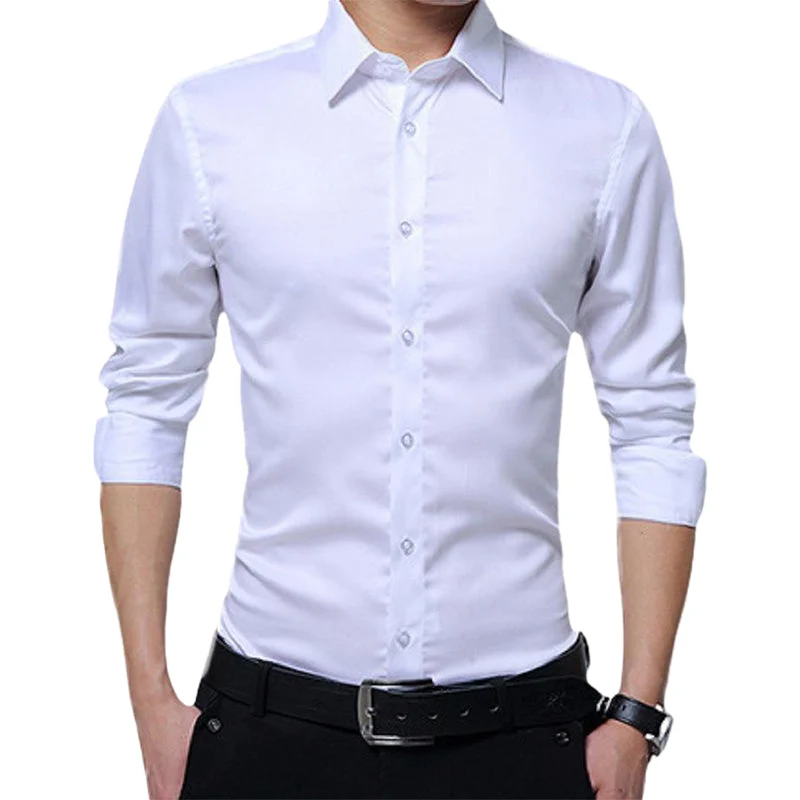 Men's Solid Long Sleeve Wrinkle-Free Formal Casual Shirt(50% OFF) - Image 9