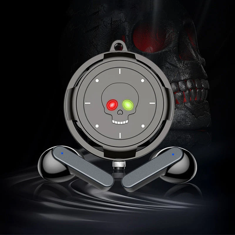 Skull Wireless Bluetooth Earphones With Metal Hanging Chain - Image 11