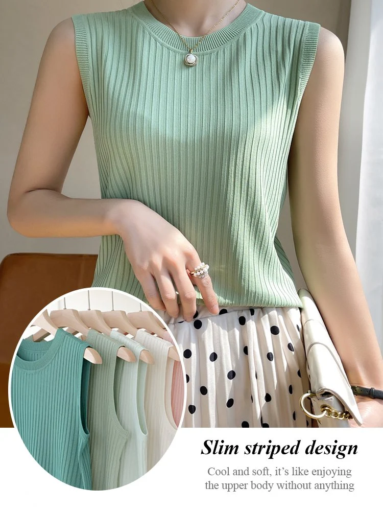 Ice Thin Knit Sleeveless Top - Image 2