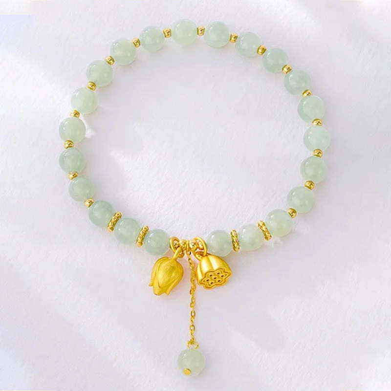 Lotus Flower Pendant Jade Bracelet - Image 10