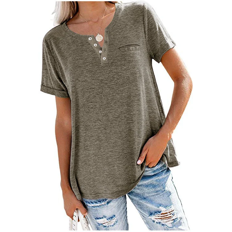 💖Fashion Solid Color Pocket Short Sleeve T-Shirt - Image 11