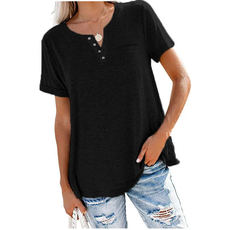 💖Fashion Solid Color Pocket Short Sleeve T-Shirt - Image 3