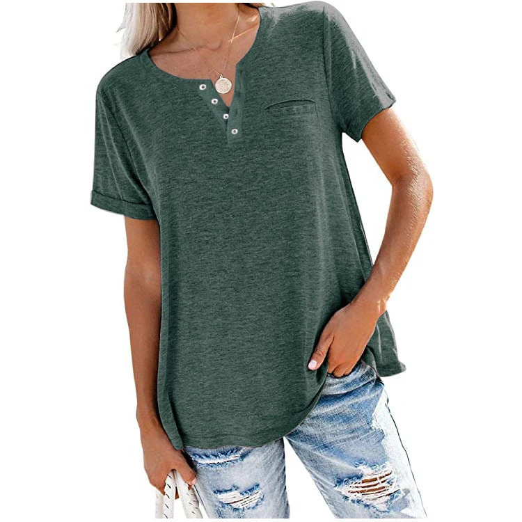💖Fashion Solid Color Pocket Short Sleeve T-Shirt - Image 4