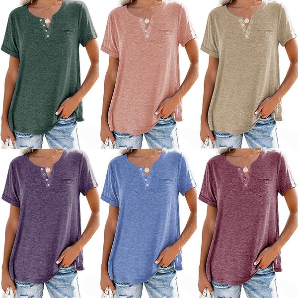 💖Fashion Solid Color Pocket Short Sleeve T-Shirt - Image 6