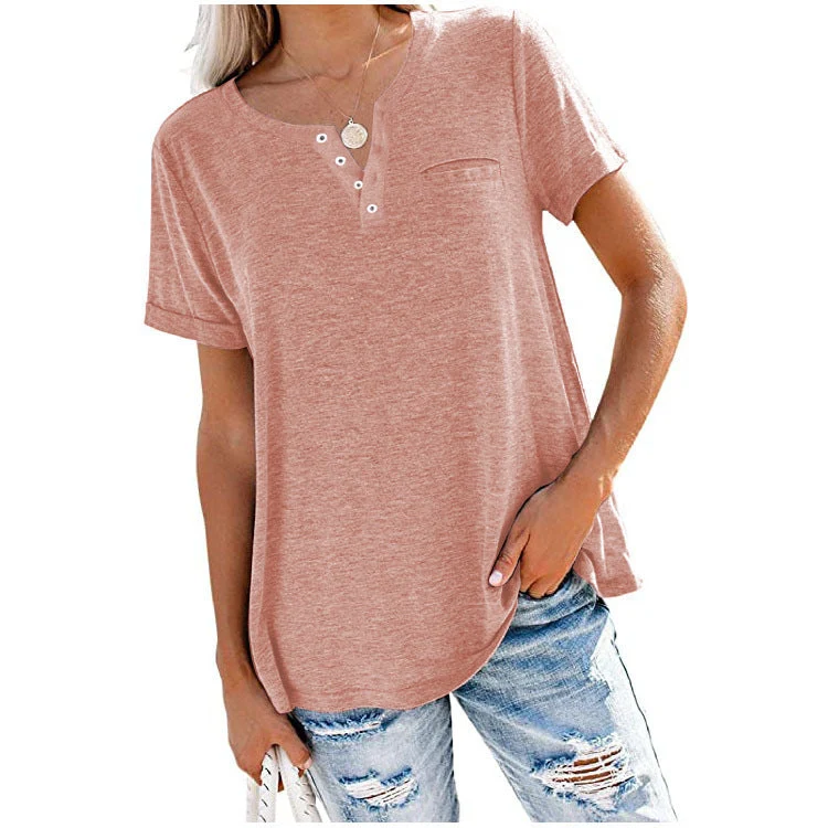 💖Fashion Solid Color Pocket Short Sleeve T-Shirt - Image 8