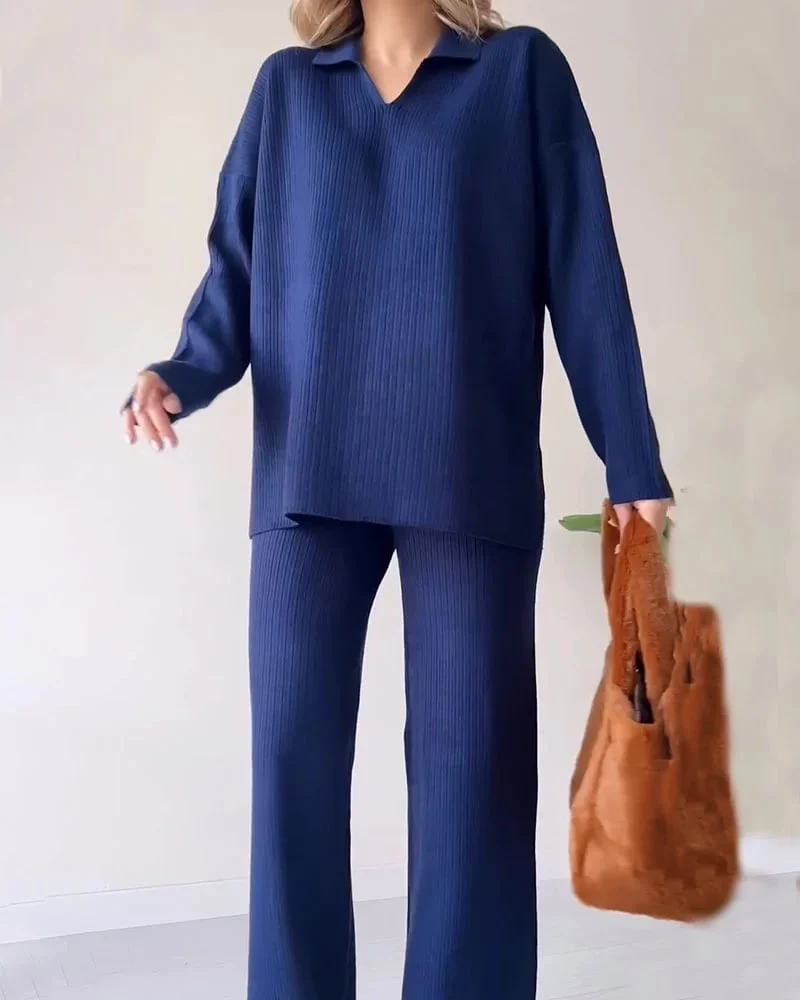 LAST DAY 49% OFF🔥V-neck casual slit knitted two-piece set - Image 10
