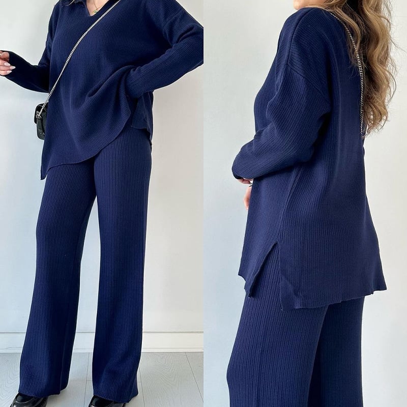 LAST DAY 49% OFF🔥V-neck casual slit knitted two-piece set - Image 12