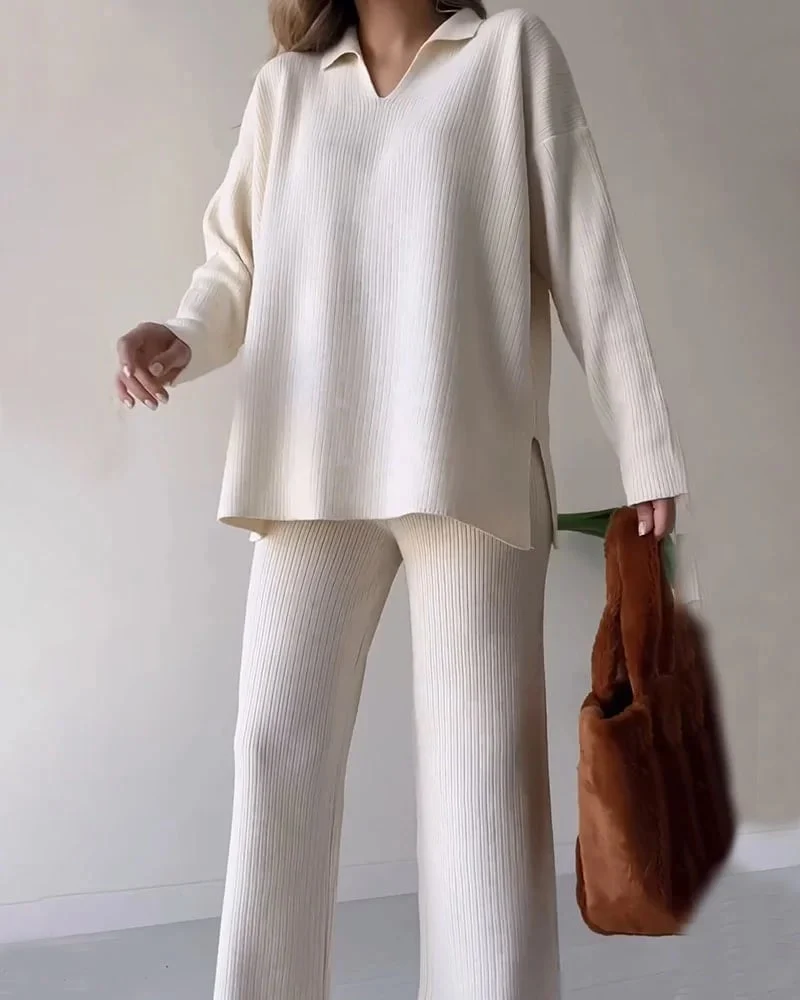 LAST DAY 49% OFF🔥V-neck casual slit knitted two-piece set - Image 6