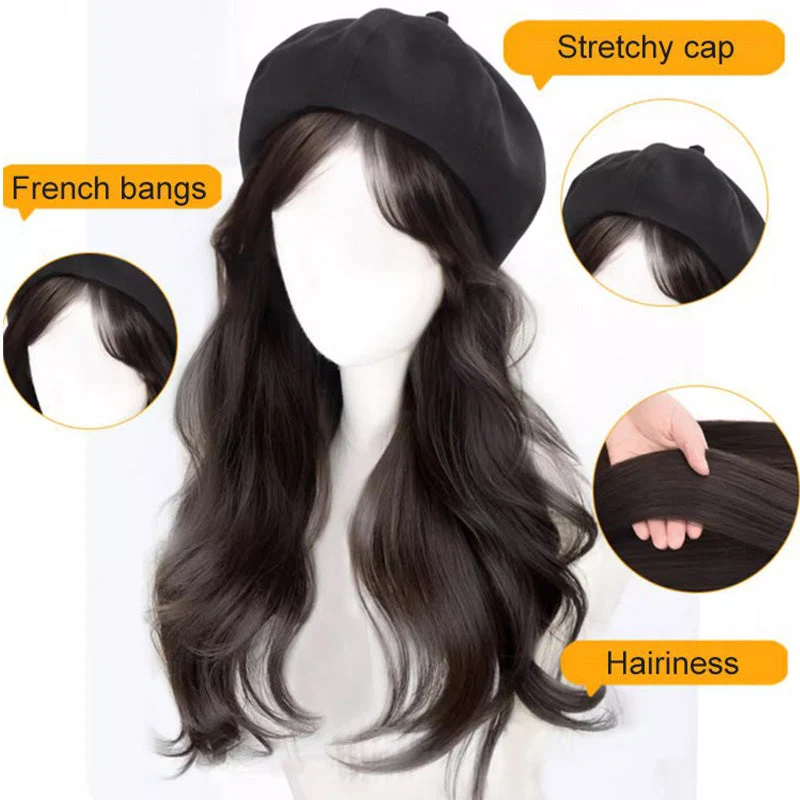 Versatile Beret Wig Set with Long Curly Hair(Great Sale⛄BUY 2 Get 10% OFF + Freeshipping) - Image 5