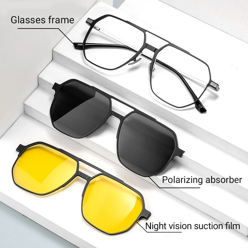 3 in 1 Vintage Magnetic Clip on Sunglasses - Image 2