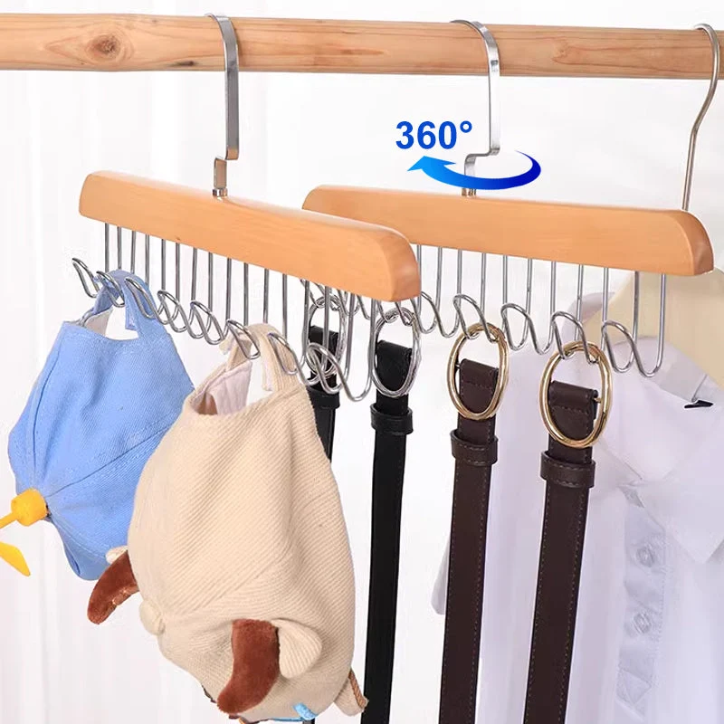 Wooden Belt Hanger for Closet with 8 Hooks - Image 4