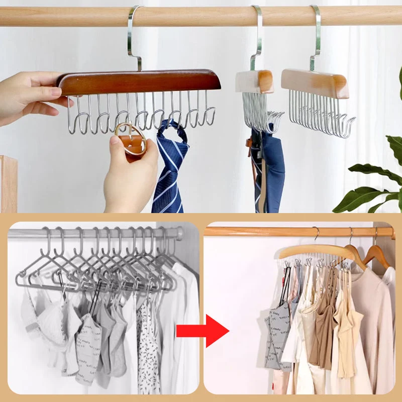 Wooden Belt Hanger for Closet with 8 Hooks - Image 5