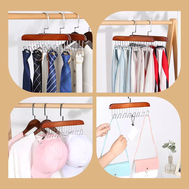 Wooden Belt Hanger for Closet with 8 Hooks - Image 7