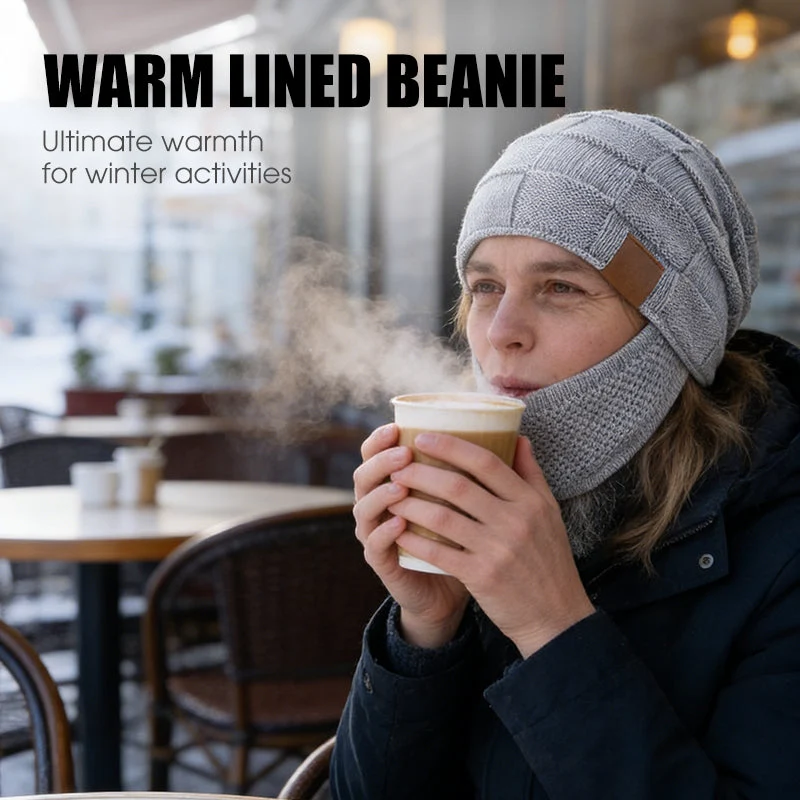 Winter Warm Beanie Hat with Face Cover - Image 2
