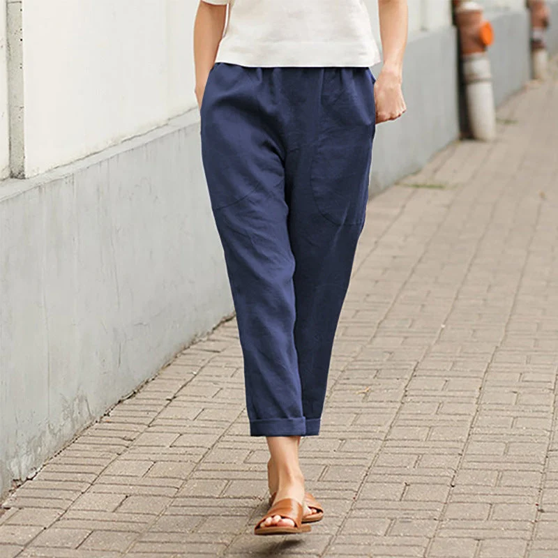 Linen-cotton women's large size loose pants - Image 4