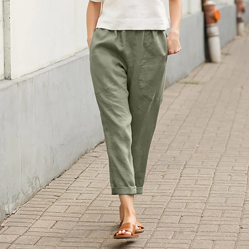 Linen-cotton women's large size loose pants - Image 7