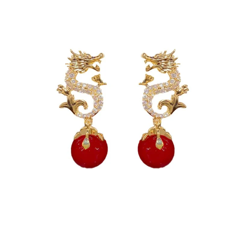 Dragon Hanging Bead Earrings -- (Have one's wishes come true!) - Image 11