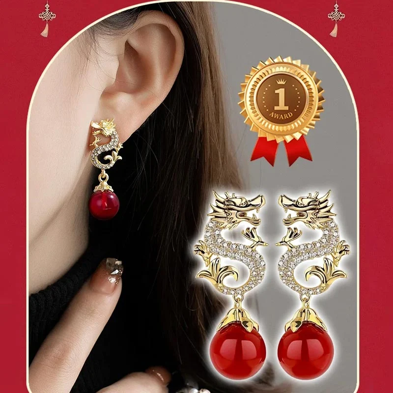 Dragon Hanging Bead Earrings -- (Have one's wishes come true!) - Image 8